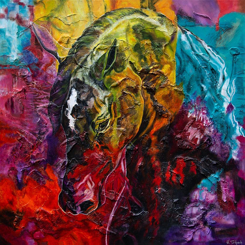 Horsepainting coloured painted by Kerstin Tschech